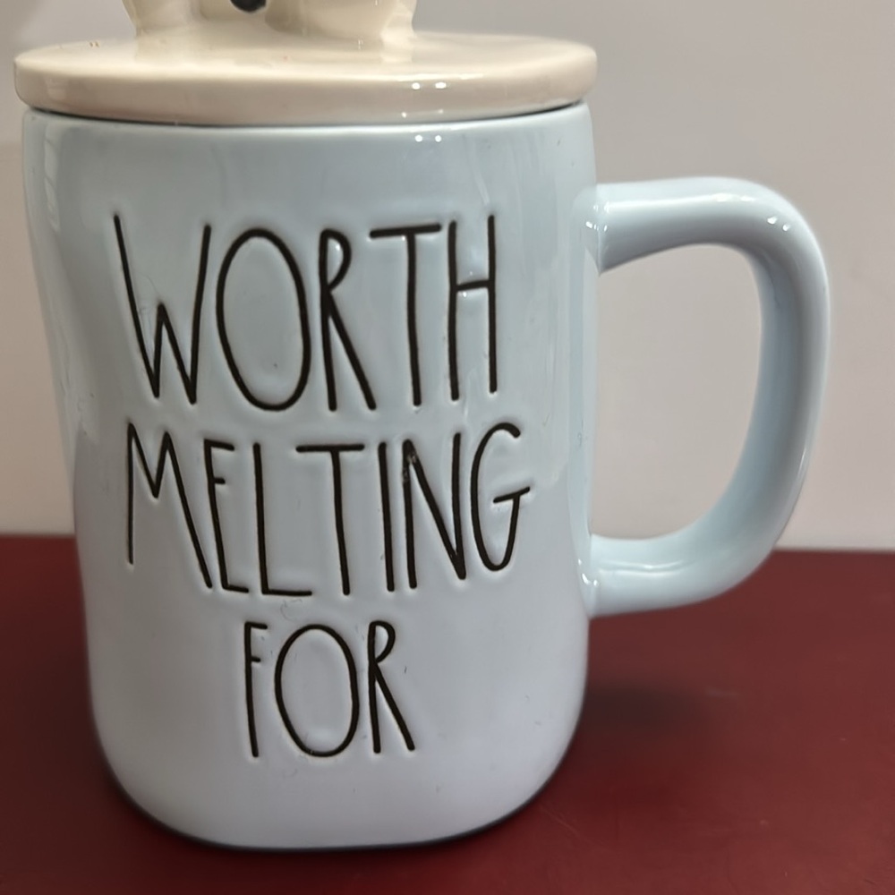 Rae Dunn Disney Frozen "Worth Melting For" mug with an Olaf mug topper - Picture 2 of 6